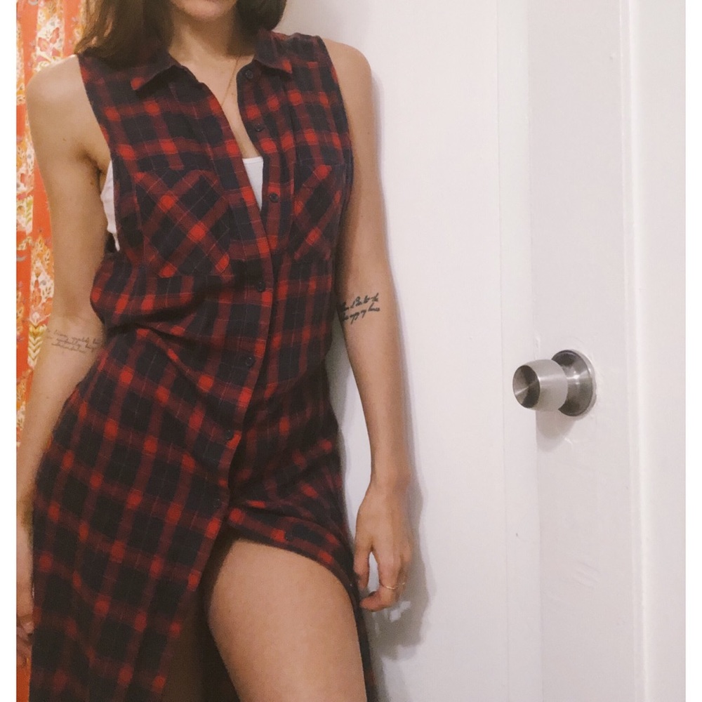 🥀SOLD✨ Forever 21 red plaid flannel dress M - Picture 1 of 5